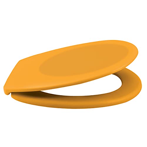Spirella Premium Oval Toilet Lid with Matte Finish and Soft Close Mechanism Antibacterial Toilet Seat Made of Duroplast and Rustproof Stainless Steel Yellow - Image 4