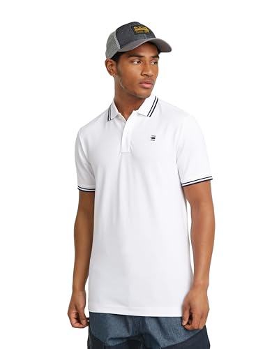 G-STAR RAW Herren Dunda Slim Stripe Poloshirt, Weiß (White D17127-5864-110), S – Ansicht 1