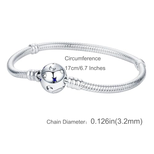 KEQ 925 Sterling Silver Charm Bracelet for Pandora Charms Snake Chain Bracelet Fit Any Charm Gift for Women4