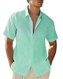 XINGCOOL Mens Linen Shirts Short Sleeve Casual Shirts Button Down Shirt Beach Summer Wedding...