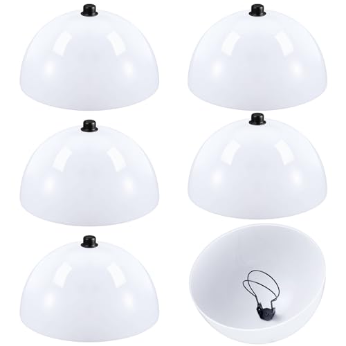 Image of Marsui 6 Pcs Clip on Dome Lamp Shade for A-type Bulb, 7 5 /8 inch Diameter x 4 1 /10 inch Height Ceiling Shade, Soft Glow Easy Clean Light Cover for Basement Hallway (Classic,Black Clip)