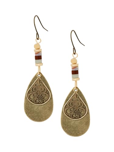 MINACHI Vintage Bohemian Antique Brass Teardrop Filigree Dangle Drop Earrings,