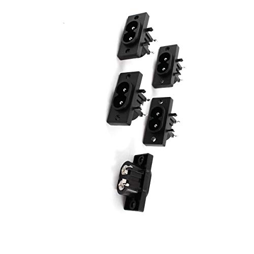 Aexit 5pcs Conector de adaptador de corriente C8 negro miniatura 1
