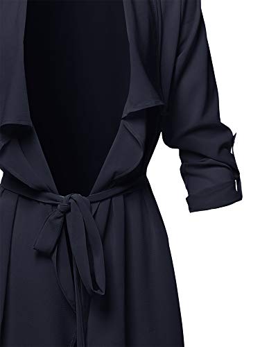 Made by Emma Women's Spring Lightweight Roll-up 3/4 Sleeve Waist Belt Woven Jacket3