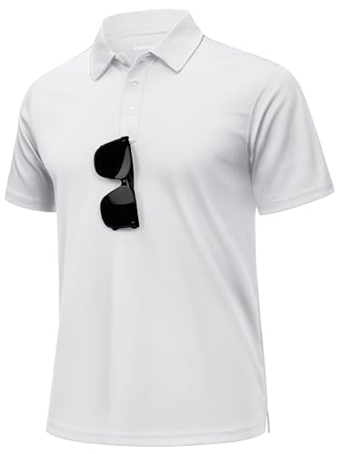 KEFITEVD Men's Polo Shirts Short Sleeve Dry Fit Collared T-Shirt Athletic Performance Polos for Running Golf Tennis