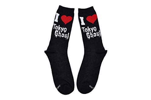 Everything Legwear Tokyo Ghoul Crew Socks (3 Pair Packs) - Teeth Splatter, I Heart TG - One Size Fits Most3