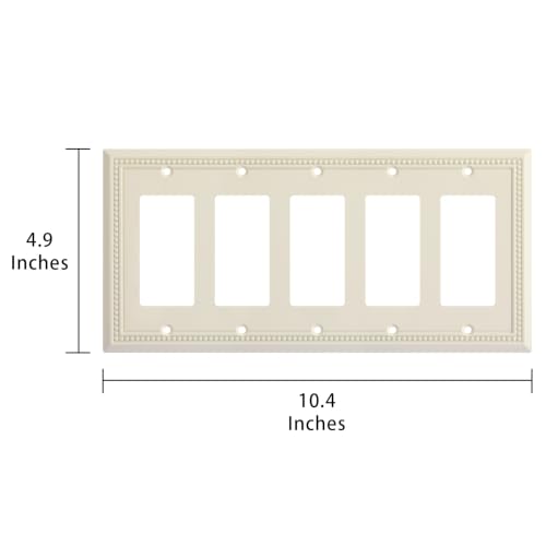 Image of Henne Bery Sunken Pearls Heavy Duty Decorative Wall Plate Switch Plate Outlet Cover (5-Gang Decorator, Light Almond)