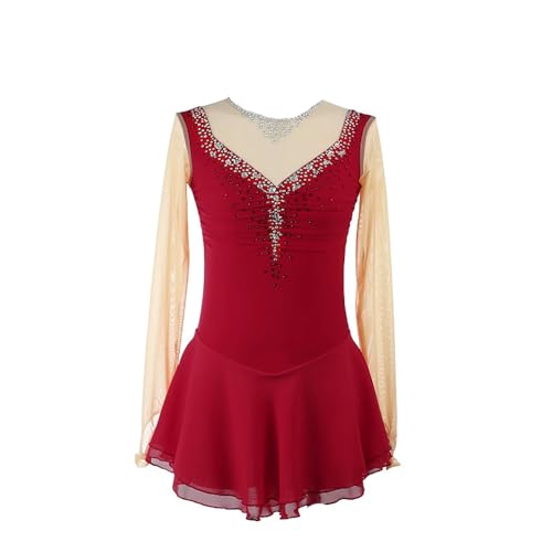 Robe de patinage artistique manche longue costume performance glace femme