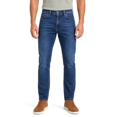 Urban Star Mens Slim Fit Stretch Jeans Athletic Tapered Casual Denim | Up to Size 46 Waist 4 Colors: Dark Blue Medium Blue Bleach Black product thumbnail 12