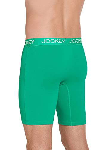 Jockey Men's Underwear Sport Silver Cotton Stretch 9" Long Leg Boxer Brief, Light Jade, M #TOP26