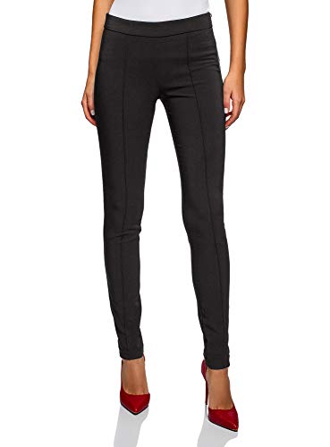 oodji Ultra Mujer Pantalones Básicos Ajustados, Negro, DE 40 / EU 42 / L