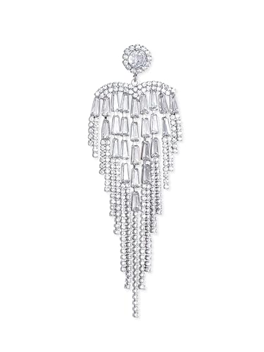 Image of Rubans Long Dangler Earrings Crystal & American Diamond Zirconia Jewellery Gift for Women & Girls