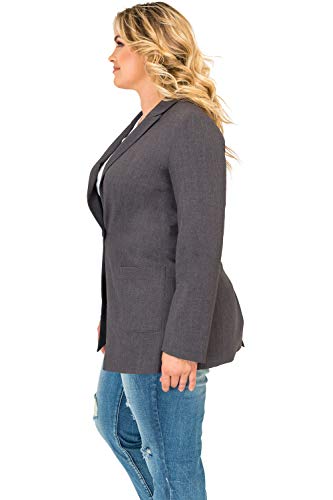 Standards & Practices Plus Size Women's Grey One Button Relaxed Boyfriend Blazer3