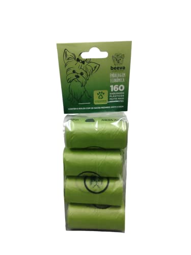 Refil de Cata Caca Biodegradável Beeva - 160 saquinhos (Verde) (Verde, 8 rolos)