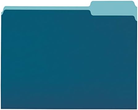 Amazon Basics File Folders, Letter Size, 1/3 Cut Tab, Teal, 36-Pack