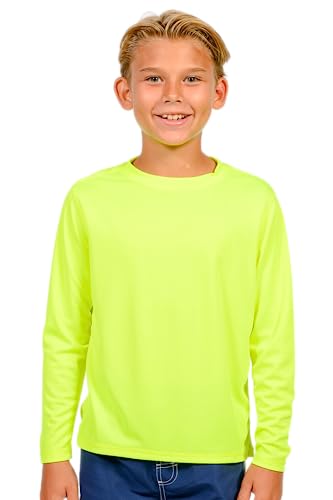 Ingear Swim Shirts For Boys Dry Fit Uv Sun Protective Rash Guard Workout Performance Shirts (Neon Yellow, Small) #TOP25