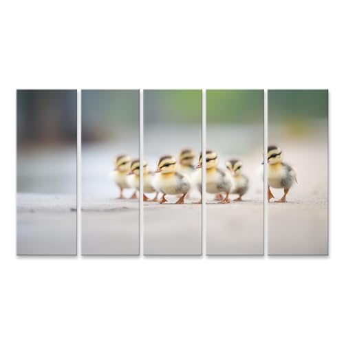 Tableau sur toile de qualité supérieure canetons et mère nature