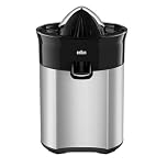 Braun CJ5050BK Spremiagrumi, Avvio e Arresto Automatici, Base Antiscivolo, Pratico Beccuccio, Coperchio di Protezione, Sistema Direct Serve, Antigoccia, Sistema a Pressione, 60watt, Acciaio/Nero