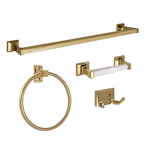 Image of Design House 534636 Millbridge Classic 4-Piece Bathroom Accessory Kit Polished Brass