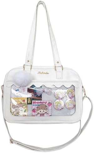 TTCAYU Ita Bag kawaii Pin Display Bag with Pin Mesh Insert Anime Crossbody Handbag Japanese Shoulder JK Uniform Purse