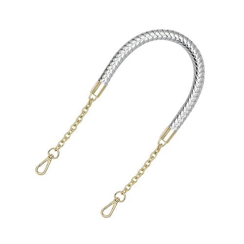 Homoyoyo manija de la bolsa de asas de las mujeres reemplazo de la correa de la bolsa bolso de mano para mujer bolso tejido accesorios cálidos para bolsos asa de cadena de cuero Silver