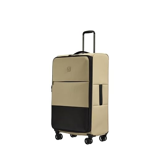 ANTLER - Soft Stripe Large Luggage - 31" Softside Suitcase, Durable, Lightweight & Expandable, 4 Spinner Wheels - Adjustable Handle, TSA Lock, Sand Yellow