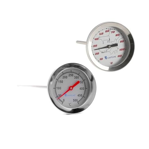 Qiorange Grillthermometer Thermometer Ofenthermometer Edelstahl BBQ Gasgrill Grillwagen bis 500 °C / 1000 °F (Typ 1000°F) 6 Lantelme Grill Thermometer 500°C Grad Sonde aus Edelstahl für Backofen Tandur Smoker Räucherofen analog (15cm)