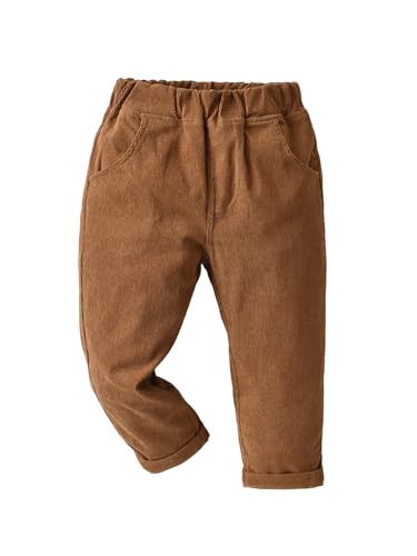 Floerns Boy's Casual Elastic Waist Tapered Trousers Long Corduroy Pants