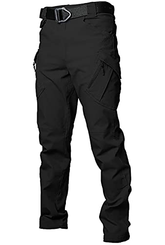 Vecys Pantalon Cargo Homme Militaire de Travail Pantalon Multipoche Homme Cargo pour Homme Coton Outdoor Pantalon Poches Noir,XXL Cover