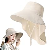 Cappello da sole con protezione UV per adulto, cappello da pescatore regolabile con paranuca, cappello estivo da spiaggia a tesa larga, perfetto per la spiaggia, il mare o la piscina, unisex.