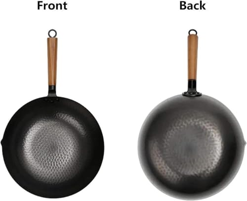 Wok tradicional de hierro forjado con tapa de pino miniatura 7