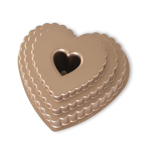 Nordic Ware Tiered Heart Bundt, 12 Cup, Toffee