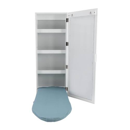 WENNEWU Household Board Cabinet, Multi-Functional Wall-Mounted Ironing Board, 180°Rotate Fold Professional Space Stored Ironing Board, with 3 Tier Shelf, for Home,White