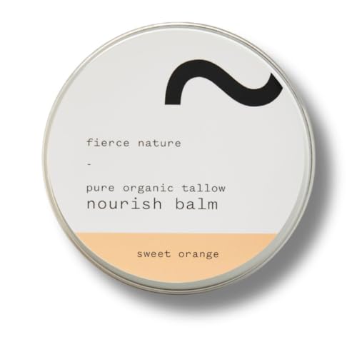 Fierce Nature Pure Nourish Tallow Balm | Organic, Vitamin-Rich Nourishing Body & Face Moisturizer | Natural, Essential Oil Free Skincare | (100g, Sweet Orange)