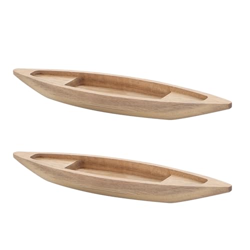 DECHOUS Maqueta de Barco de Madera sin Terminar 2 Piezas Decoración Náutica Artesanal Miniatura de Barco de Vela y Canoa para Centros de Mesa Adorno de Escritorio Temática Oceánica