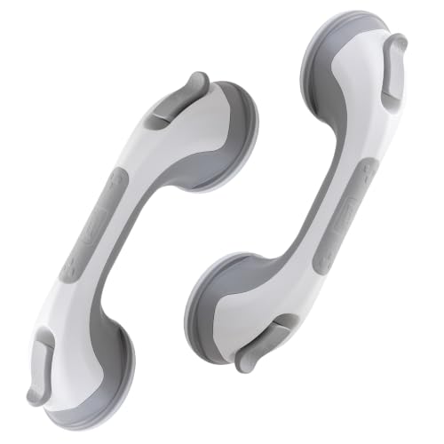 Image of TAILI Suction Shower Grab Bars,Shower Handles,2 Pack 12.2 inch Grey | Bathroom Grip Bar Heavy Duty Handrails,No Drilling Removable Waterproof,Safety for Bathtubs,Toilet,Elderly&Seniors,G9