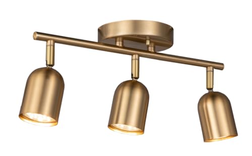 CRAFTRONOS 3 Light Ceiling Track Lighting Kit,Matte Brass Finish Flexible