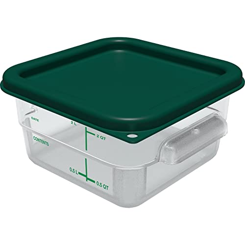 Image of Carlisle FoodService Products Squares Square Food Storage Container Lid with Stackable Design for Catering, Buffets, Restaurants, Proprietary Blend, 2 To 4 Quarts, Forest Green (Pack of 6)