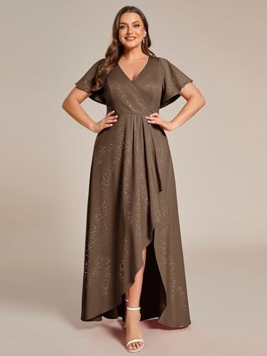 Image of Ever-Pretty Womens Glitter High Low Plus Size Cocktail Wedding Guest Dress