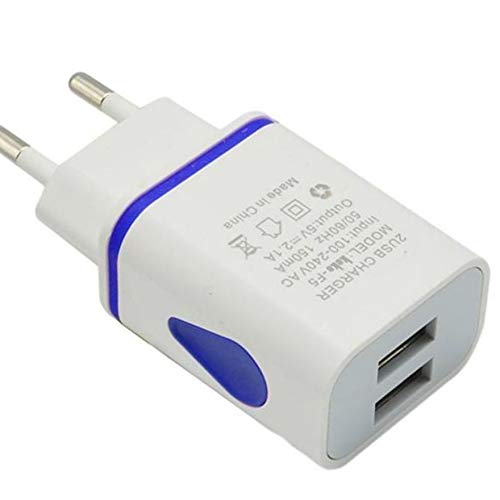 Deinbe USB Cargador de Pared de Doble Puerto de Salida 2A Viaje Adaptador de Enchufe Compatible para el teléfono Enchufe de la UE