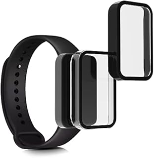 kwmobile Etui kompatybilne z Xiaomi Redmi Smart Band Pro, 2 x etui - Fullbody Fitness Tracker Case zestaw ze szkła - czarne, przezroczyste