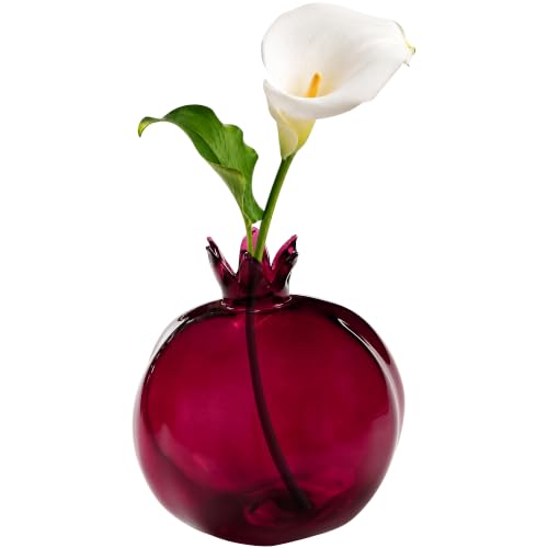 Pomegranate Glass Vase Sculpture Elegant Flower Empty Fragrance Diffuser Bottle Modern Desktop Statue Figurine for TV Cabinet Desk Home Decor & Gift Ornament
