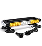 Xprite White Amber LED Rooftop Emergency Strobe Light Bar, 21 Flashing Modes Hazard Caution Warning Beacon Safety Lightbar with Magnetic Base for Construction Vehicles Tow Trucks Snow Plow Vans