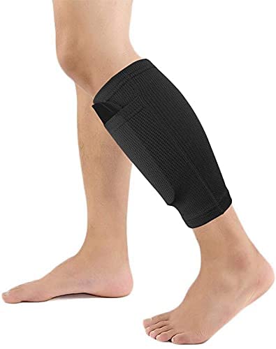Soccer Shin Guard Sock,Leg Performance Support Football Compression Calf Sleeves with Pocket Can Holding Shin Pads,Comfort Breathable Youth Soccer Shin Guard Holders for Beginner or Elite Athlete