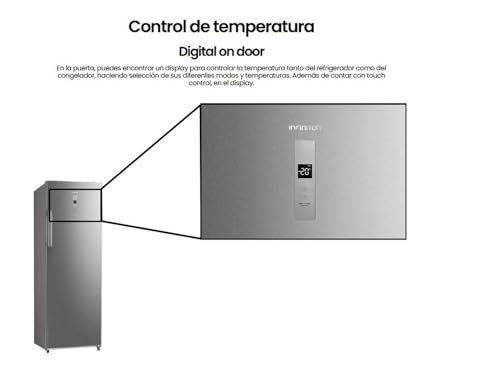 INFINITON Congelador Vertical CV-238L72XEL, 238 Litros, 172 cm de Altura, E, No Frost, Fast freezing, LED interior, Puerta reversible,Inox - imagen 6