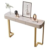La table d'entrée dispose d'un cadre en acier inoxydable brossé plaqué or, d'une finition en cuir microfibre et d'une planche écologique de qualité E1, combinant un look luxueux avec une résistance exceptionnelle.