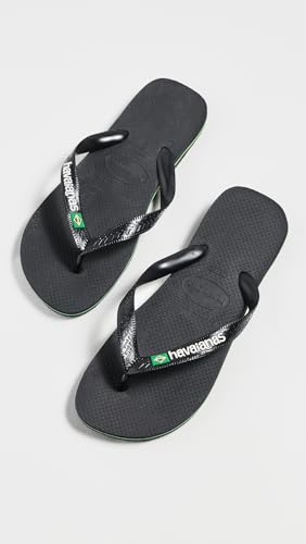 Image of Havaianas mens Brazil Logo Sandal Dark Brown /White