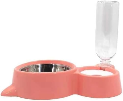 Rutexc食器・ボウルピンクの猫・犬用自動給水器 ステンレスボウル付き,水瓶内の水が自動的に飲水ボウルに補充されるため、飼い主が頻繁に水を補充する手間が省けます。ペットが常に新鮮な水を飲めます。