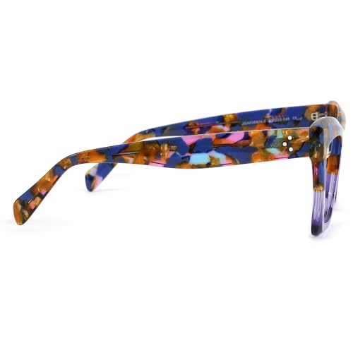 Image of Zeelool Stylish Vintage Oversized Square Glasses for Women with Non-prescription Clear Lens Benitez ZJGA035804-08 Blue