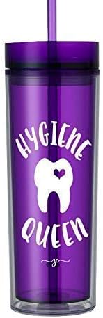 Dental Graduation Gifts for Her Assistant or Dentist 2022 Women Funny Tumbler Cup with Straw and Lid Water Bottle Purple 204